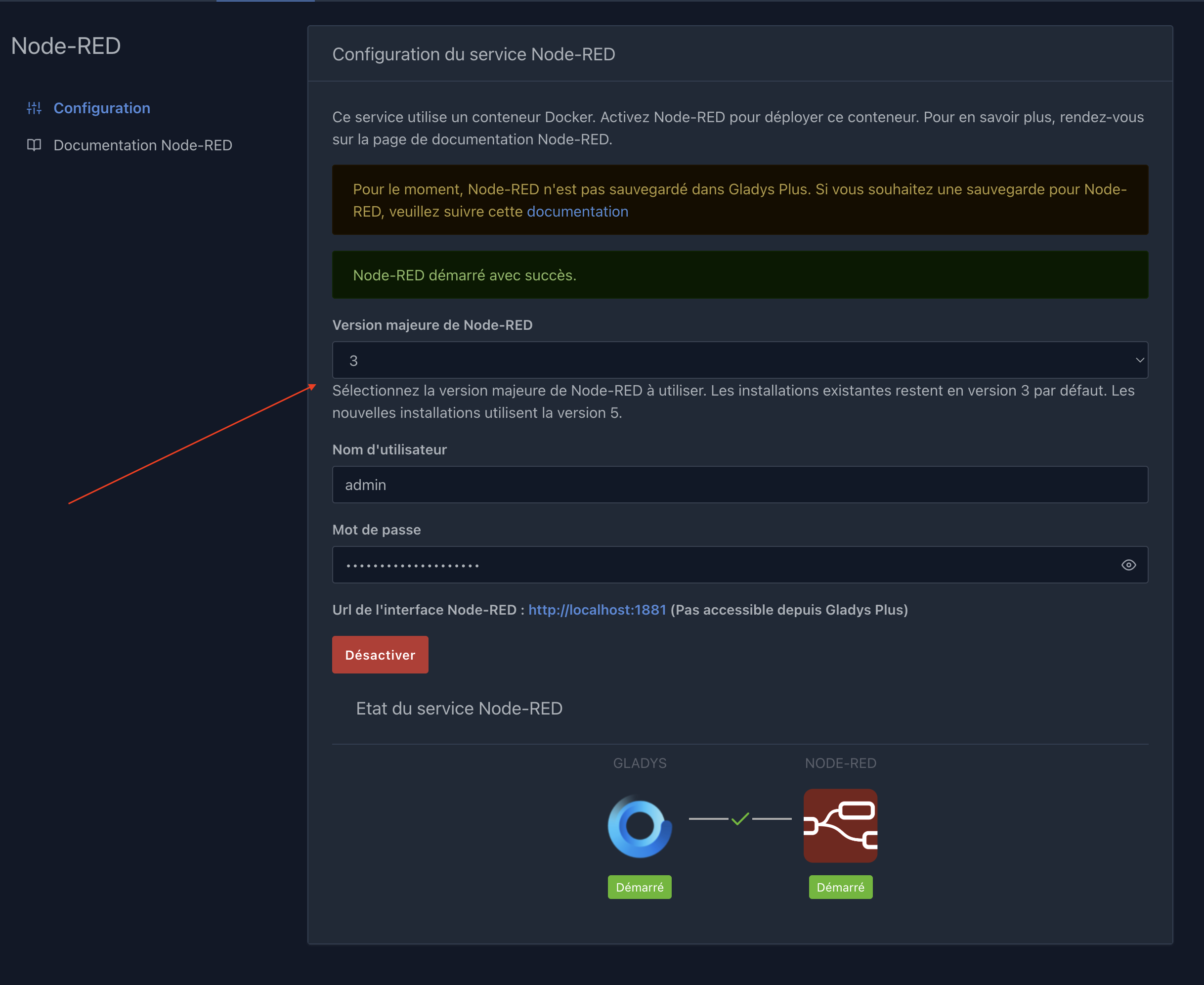 Node-RED version selector