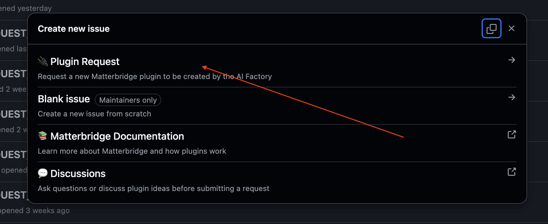 Select the Plugin Request template