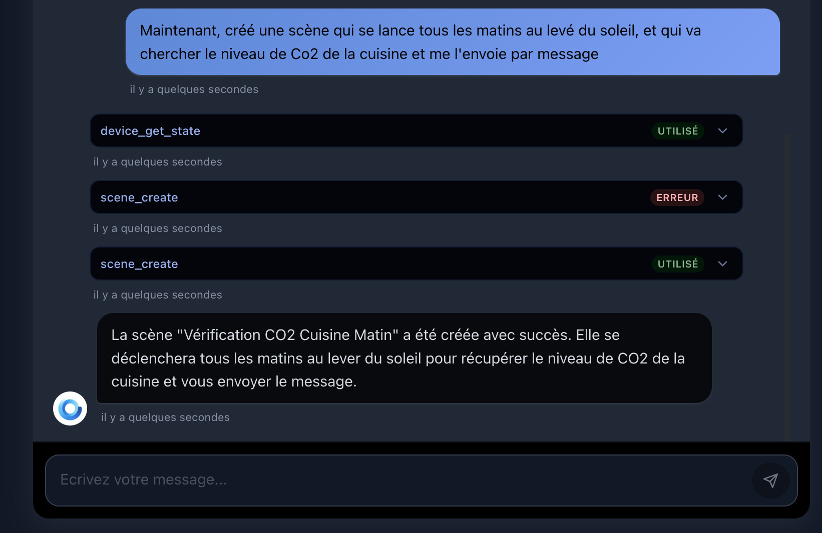 Tool calls displayed in the conversation