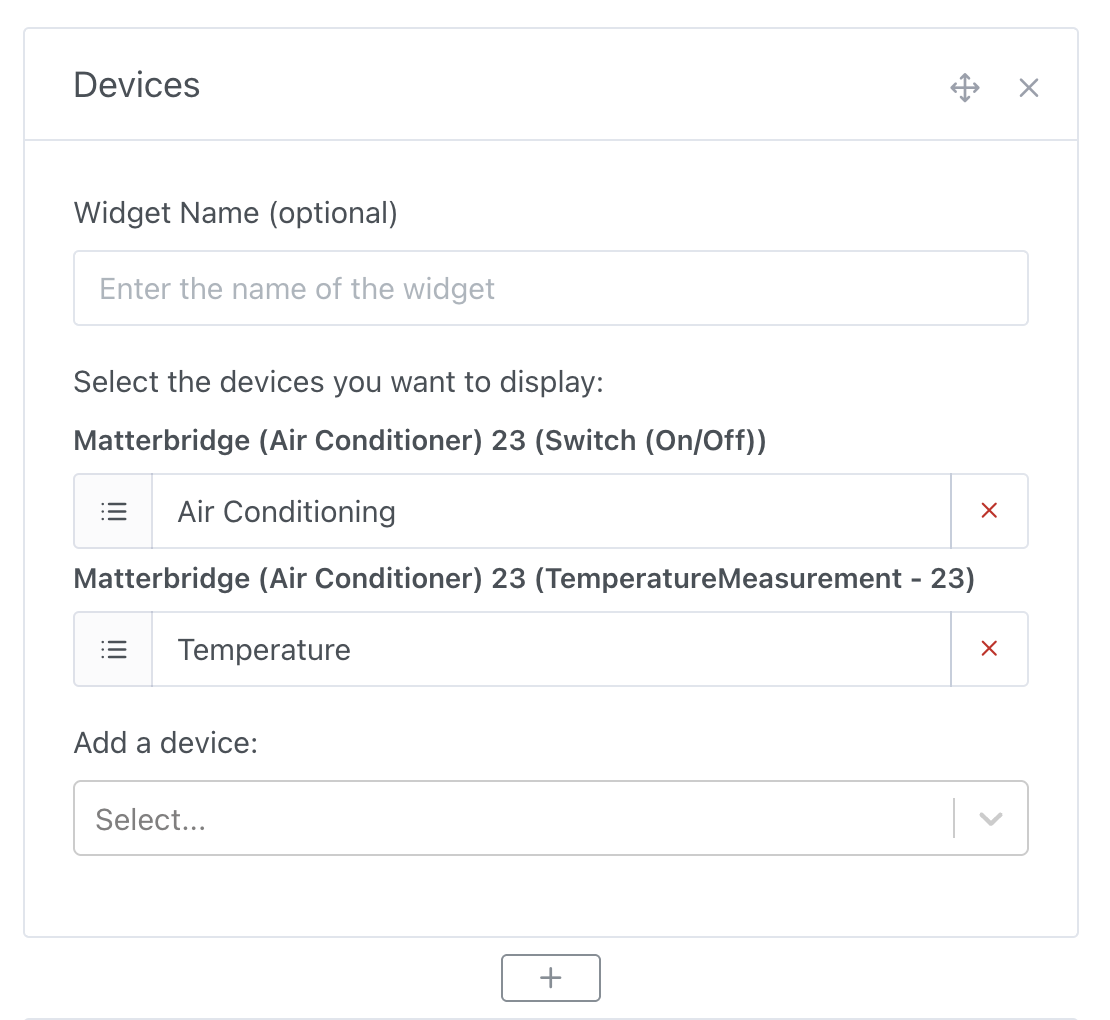 Add a Matter air conditioner to the dashboard