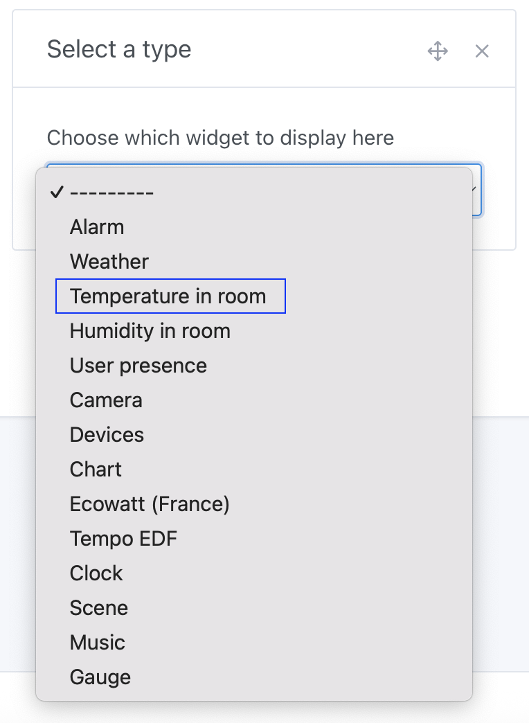 Add the temperature widget to Gladys