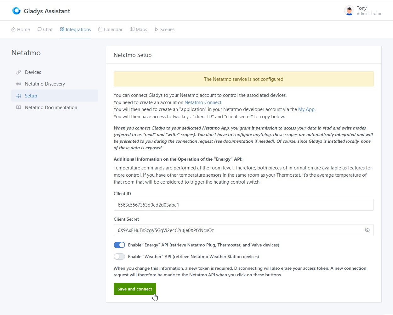 Netatmo Integration - Setup - Not configured