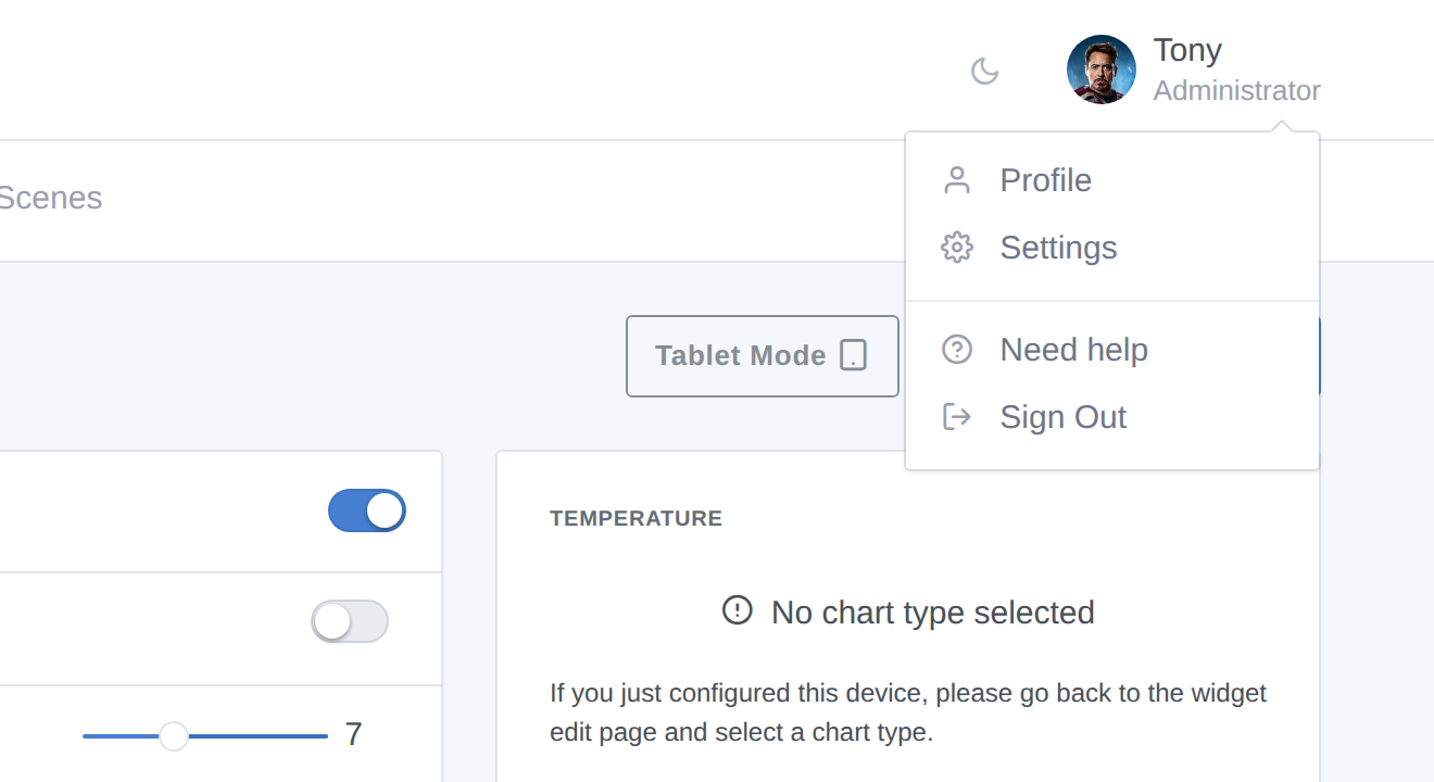 Open Gladys settings