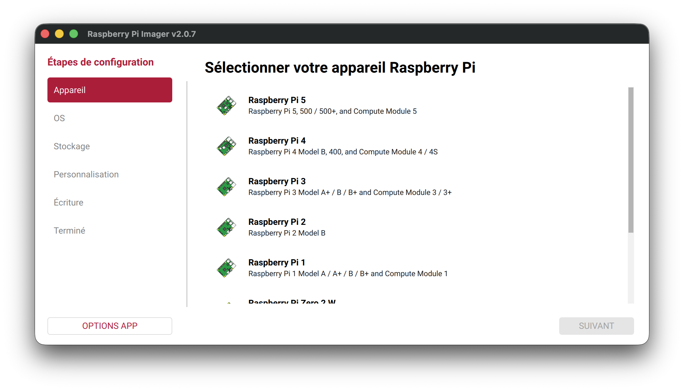 Select your Raspberry Pi