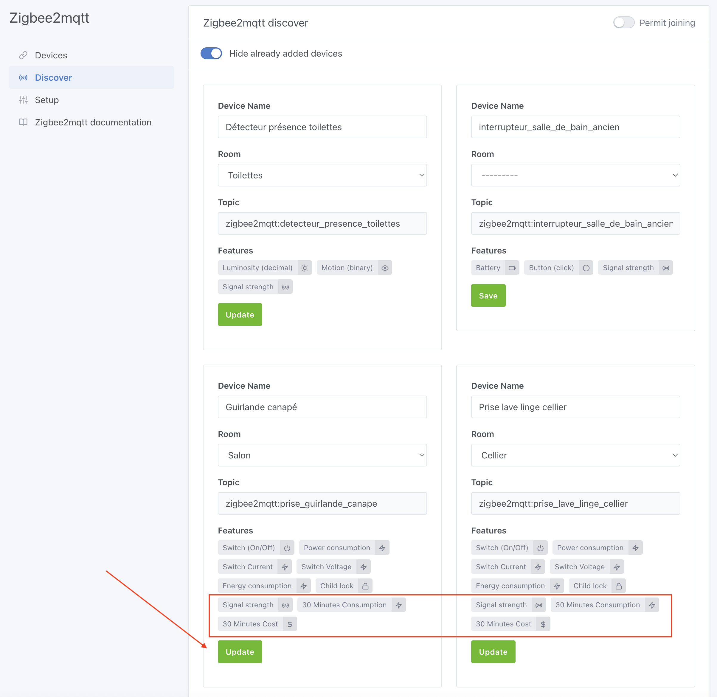 Update Zigbee2mqtt device