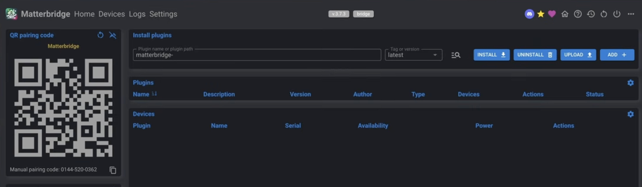 Uploader le plugin dans Matterbridge