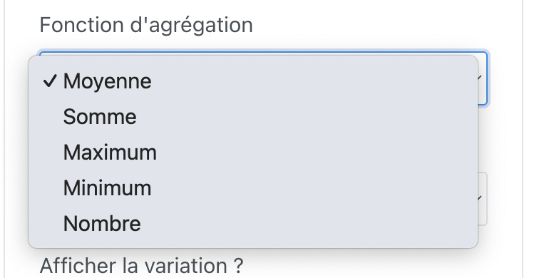 Fonctions d'agrégation dans les graphiques Gladys