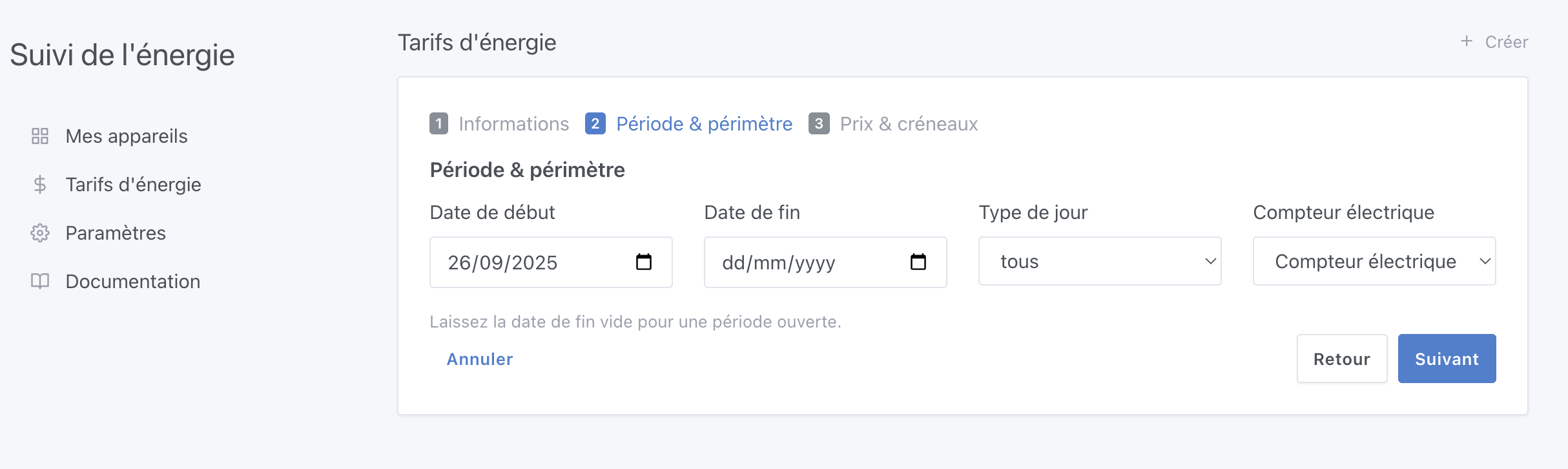 Configuration des tarifs 2