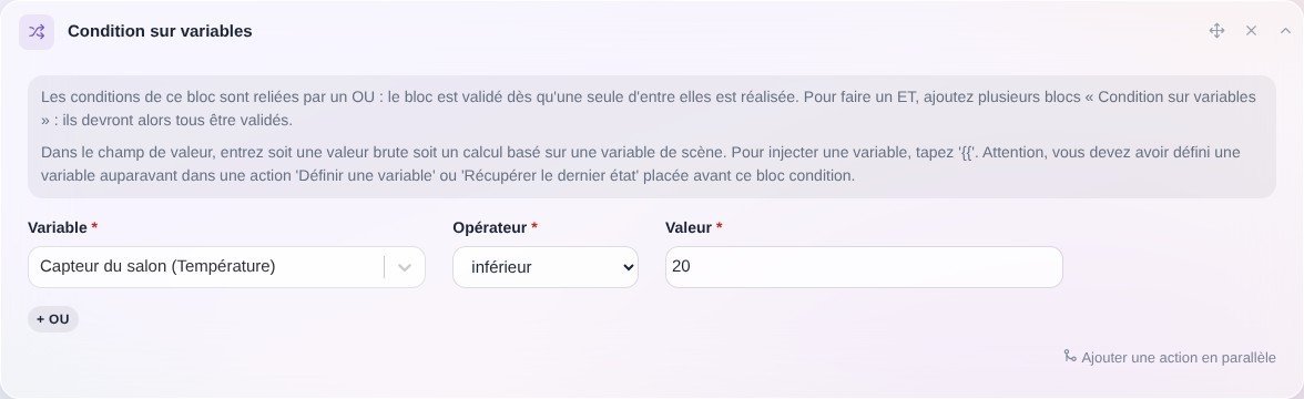 Condition sur variables
