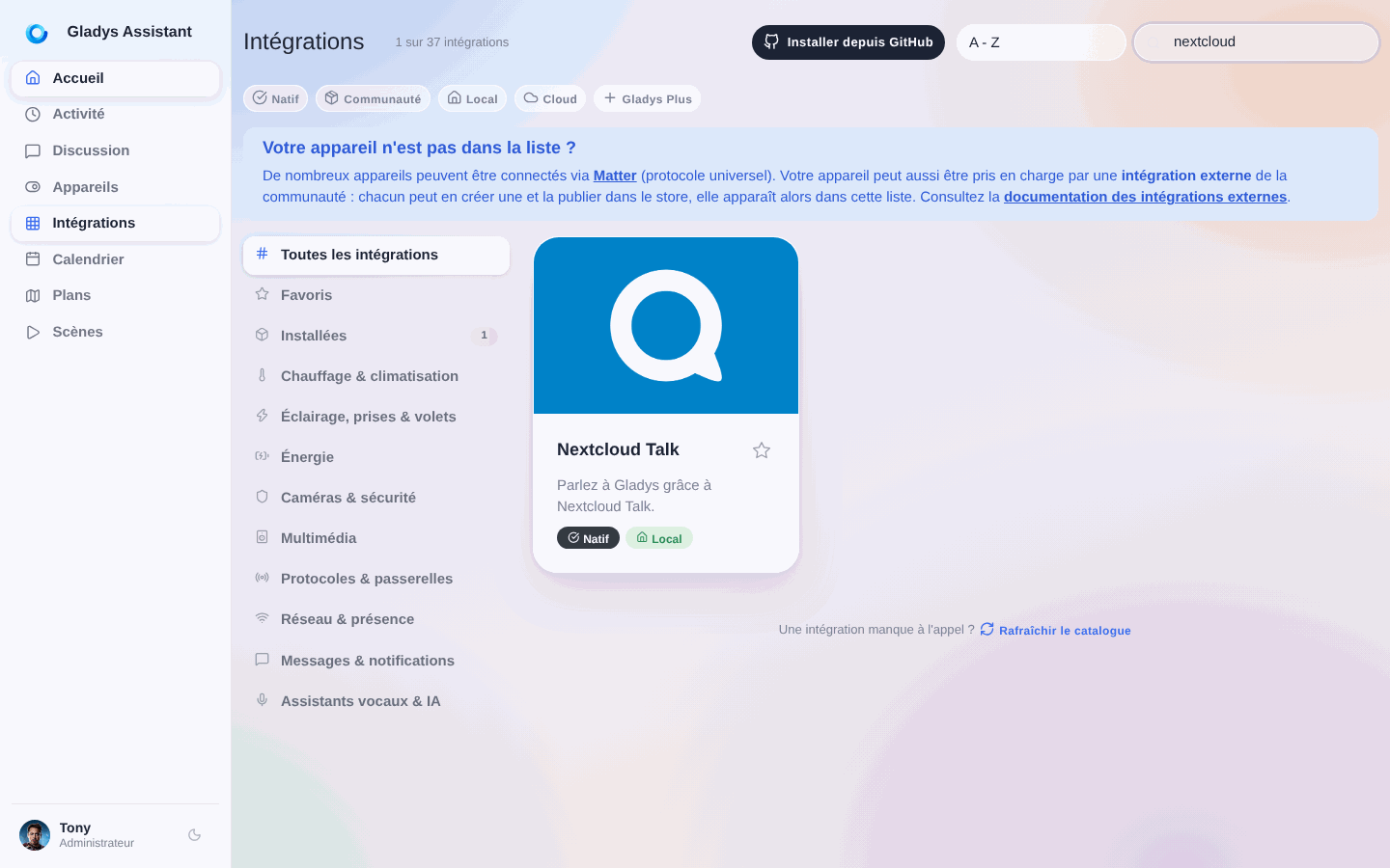 Intégration Nextcloud Talk