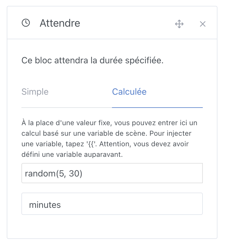 Attendre avec des variables