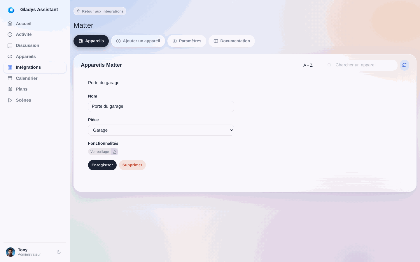 Enregistrer l'appareil Matter dans Gladys